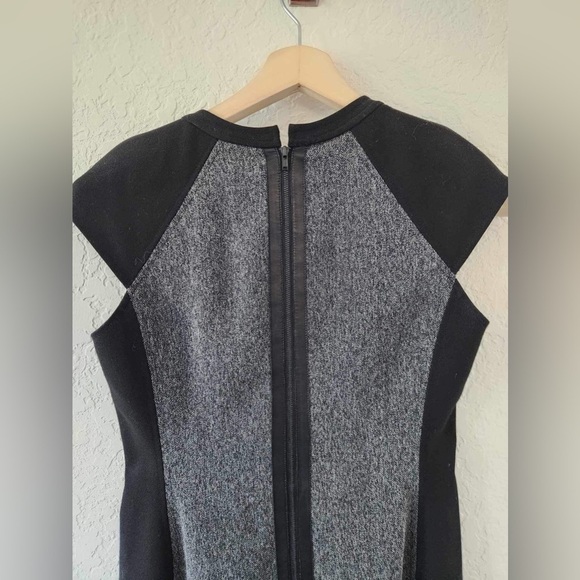 Rebecca Taylor gray sheath dress with black leather Size 4 - Picture 8 of 9